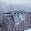 只見線の滝谷橋梁雪景色！