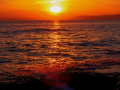 久しぶりに見る海の夕陽！