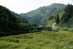 只見線上り列車　大白川駅に進入！