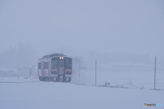 吹雪の中を突進！