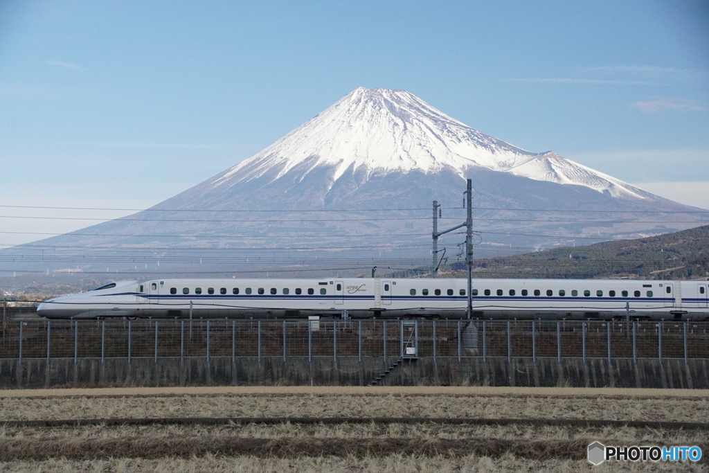 東海道新幹線と富士山　定番撮影！