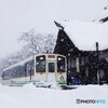 大雪の湯野上温泉駅！