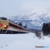 雪景色　磐梯山と485系電車！①～③の中の②