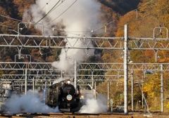 SLぐんまみなかみ号快晴の水上駅を出発！