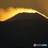 富士山　夕陽シルエット！日の入り直後！