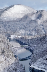 着雪後の只見線第1橋梁