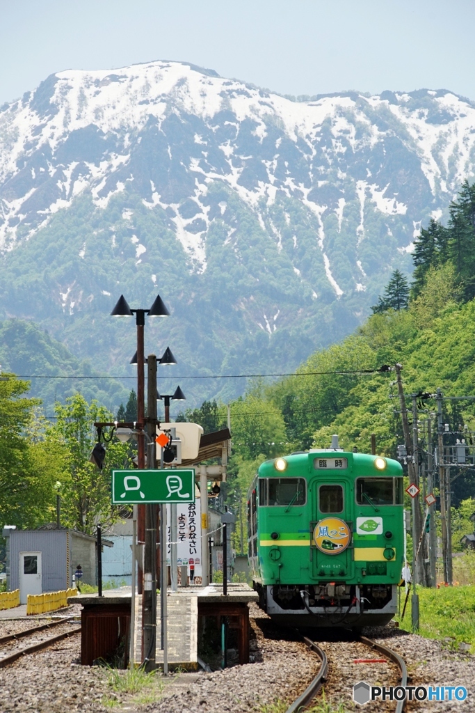 只見駅待機中の「風っこ号」！