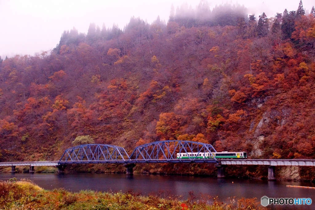 只見線　第８橋梁紅葉！