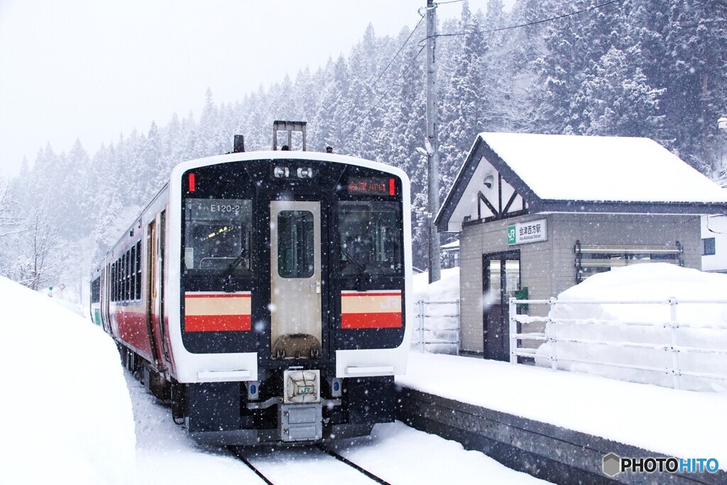 只見線　会津西方駅！