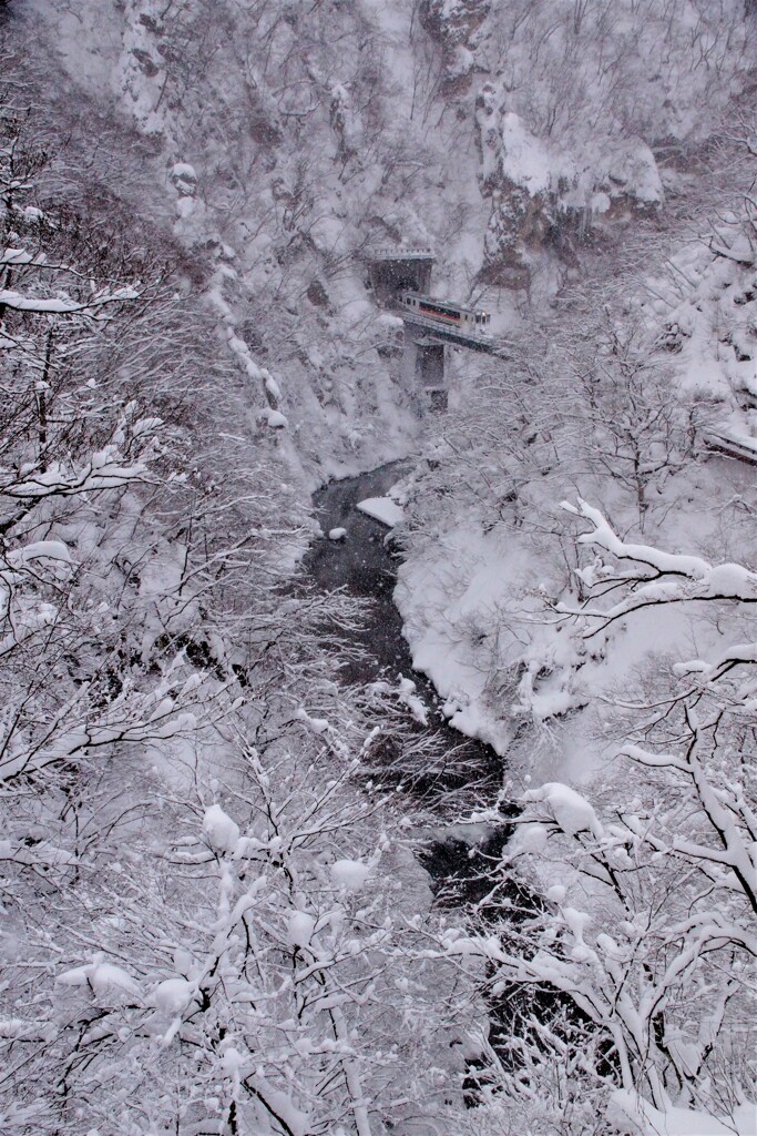 鳴子峡の冬景色！
