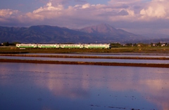 会津盆地の夕景