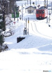 入広瀬駅に到着の只見線上り列車！
