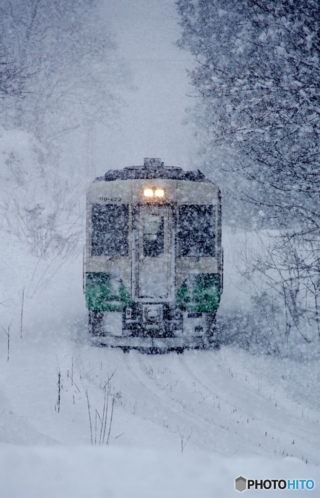 魚沼豪雪地区を走るキハ！