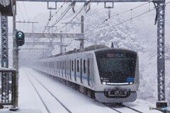 雪の中を走る小田急電車シリーズ5000系！