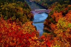 只見線第１橋梁の紅葉風景！