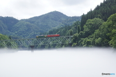 川霧がほどよく沸く只見線第２橋梁！