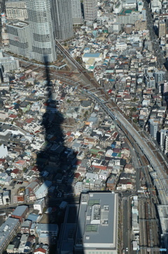 東京スカイツリーの影とミニチュア風景！