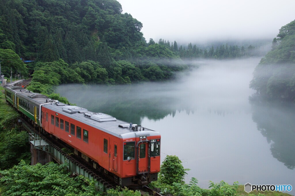 只見線　早戸駅周辺夢幻峡の風景！