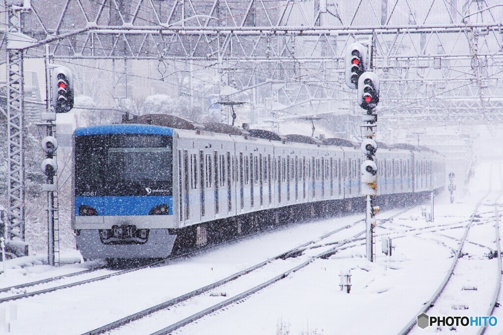 雪の中を走る小田急電車シリーズ4000系！