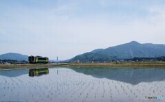 田圃の水鏡に写るキハE120！