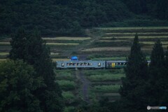 暗闇の里山風景を走るキハ！