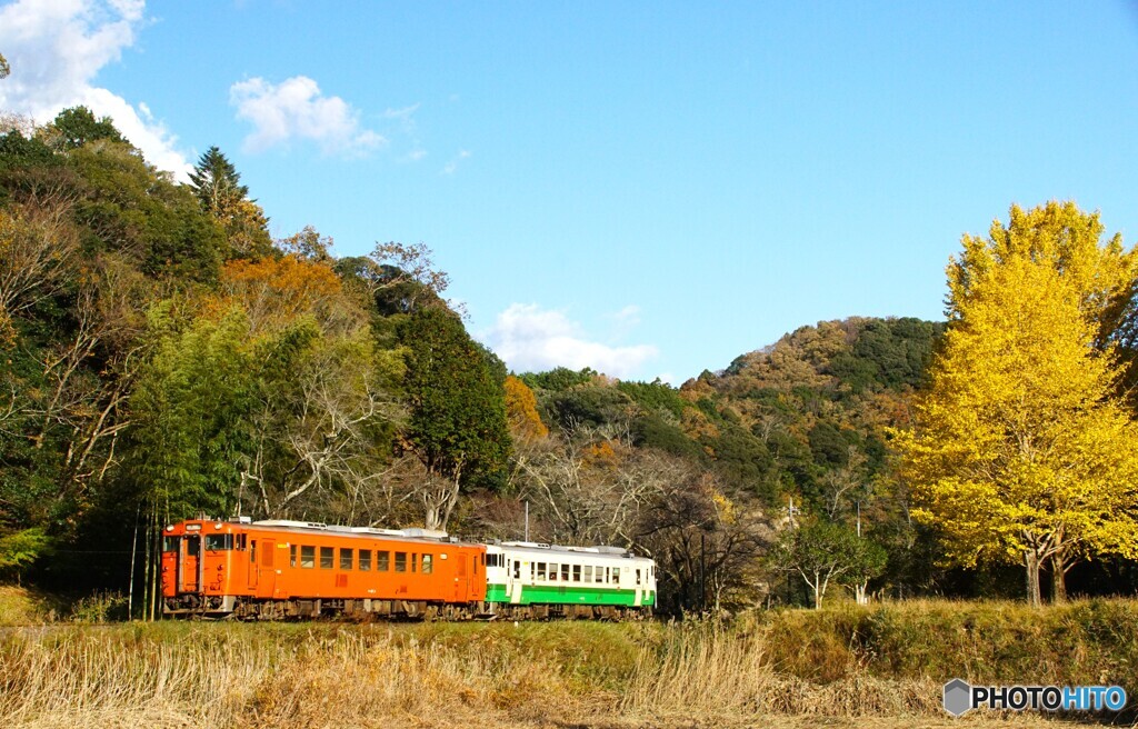 小湊鉄道の上総大久保駅、上り列車の出発！