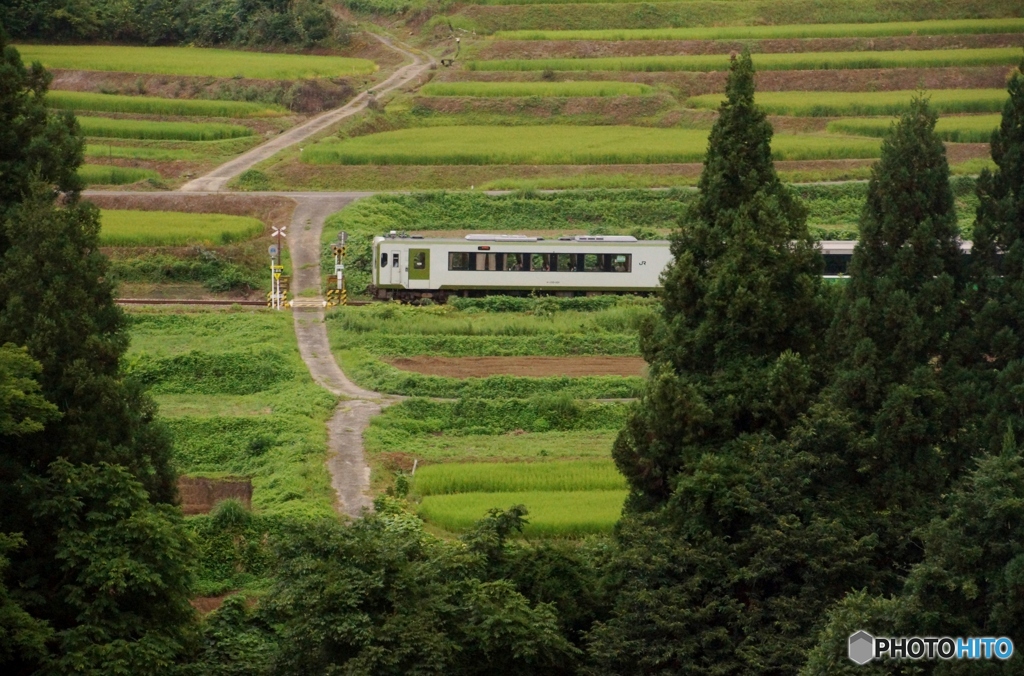 只見線　田舎の踏切！