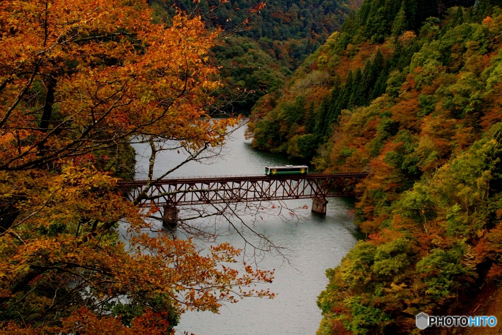 只見線　第３橋梁の紅葉！