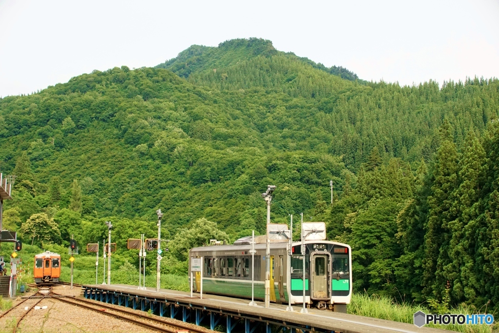 タラコキハ大白川駅に到着シーン！