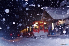 あいづ鉄道　湯野上温泉駅夜！