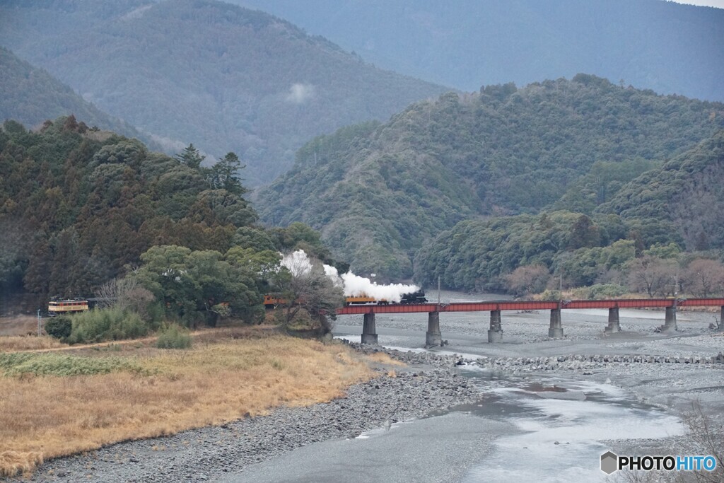 大井川鉄道　SL急行「かわね路」号　大井川第１橋梁！