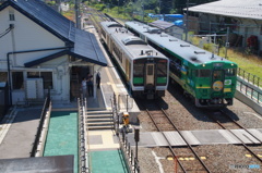 会津坂下駅列車交換！