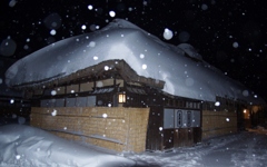 雪の大内宿夜景！①