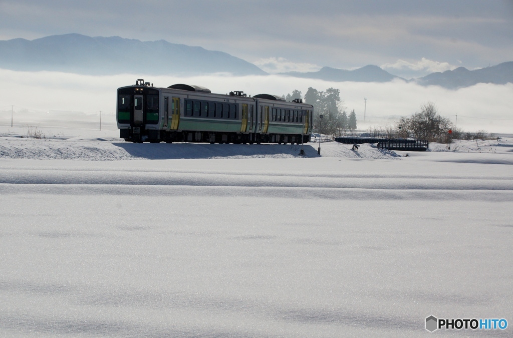 雪原の中、霧が沸く！