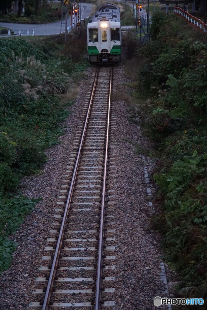遠くから列車がやって来る！