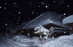 雪の大内宿夜景！②