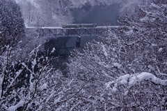 只見線第３橋梁　大雪の景色！