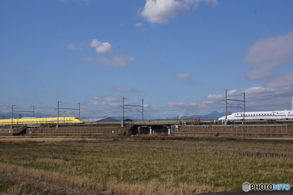 ワンテンポ遅れた新幹線の離合撮影！