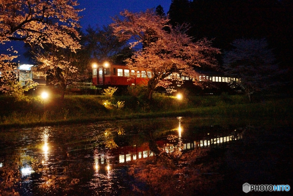 小湊鉄道　飯給の夜桜①～③の中の①