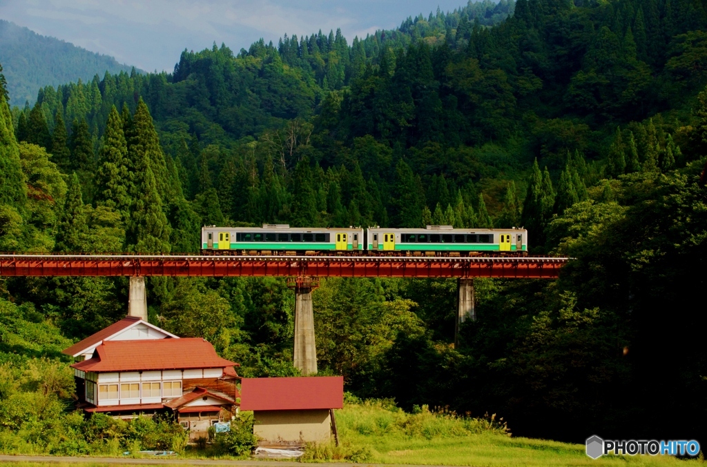 只見線　本名地区里山　夏井川橋梁！①