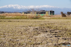 冠雪の飯豊連峰を背景に！