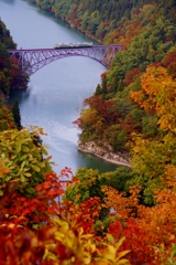 只見線第１橋梁の紅葉！