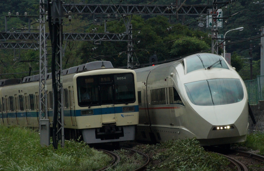 小田急同色カラー電車の離合