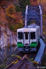 紅葉の第４橋梁を往く東北色のキハ110