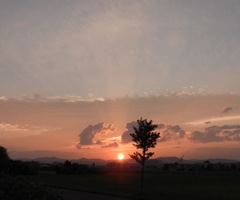 旭川の今日の夕陽、夕焼け