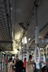 松山の路面電車にて