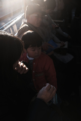 松山の路面電車にて