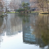 池に映った都会