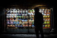 二年参り、屋台前にて