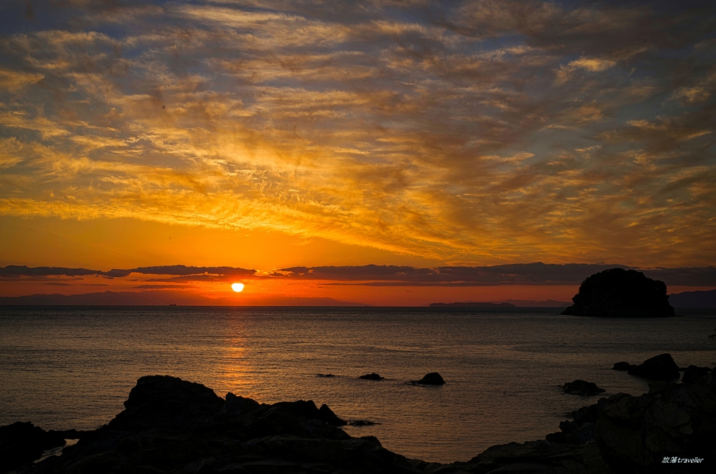 和歌浦：釣り場から見た夕暮れ